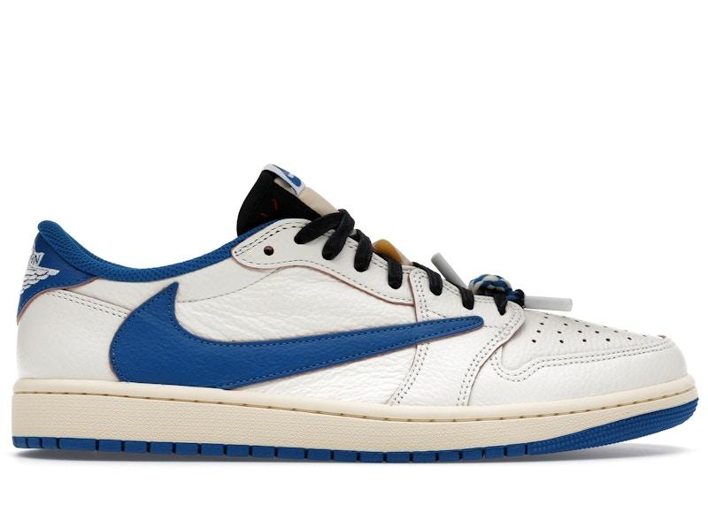 Jordan Air Jordan 1 Retro Low OG SP Fragment x Travis Scott -- Sail / Military Blue